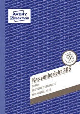 10 Zweckform Kassenbericht 305 A5 mit Vorsteuerspalte je Buch 50 Blatt AVERY