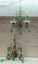 Paar  Messing Glas Wandleuchte