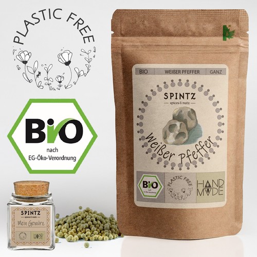 500g bio pfeffer - weiß, ganz