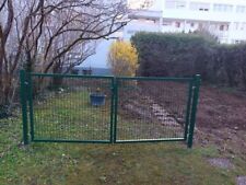 Zaun-Doppelstabmatte StahlGrün 123 cm x 200, 3m Doppeltur, pfosten