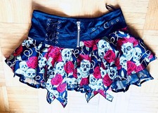 Living Dead Souls Gothic Minni Rock Rot Schwarz Totenkopf Rose Petticoat