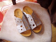 THINK Damen Pantolette Sandalen  Echtleder  Gr.40 Gr. 6,5     Weiß   NEU