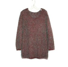 Pullover 44 46 L Zottel Strick grau dkl rot Strickpullover Second hand nachhalti