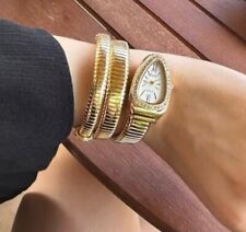LUXUS QUARTZ UHR LÄSSIGE EDELSTAHL GOLD TOLLE QUALITÄT SCHLANGENUHR DAMEN EDEL