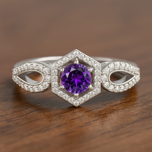 Amethyst ring mit diamant 925 - amethyst,