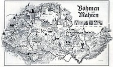 CARTOGRAPHIC ART Entwurf by Nettelhorst Pictorial map of Bohemia a. Moravia 1943