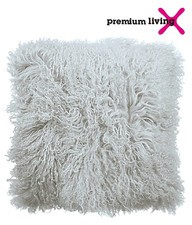 Tibet Lammfell Kissen Weiß /