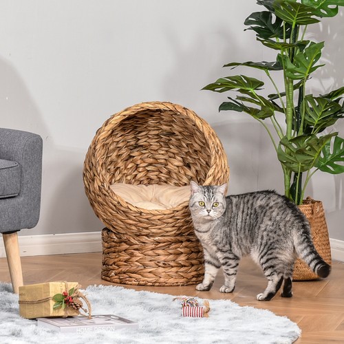 Pawhut rattan katzenkorb - pawhut,