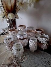 10x Glas Windlichter Shabby
