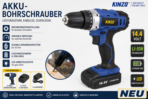Kinzo akkuschrauber 4v - kinzo, 14,4v