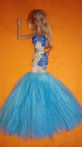 Barbie kleid hellblau blumen - hellblau,