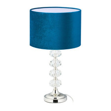Tischlampe Tischleuchte Nachttischlampe Kristallleuchte Samtleuchte blau