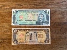 Set 10, 20 Pesos Dominikanische Republik Banknote Karibik Diez Pesos Dominicanos