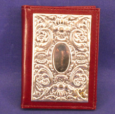 Leder Telefonregister Buch Notizbuch mit Silber Relief Front Blende 925 Sterling