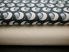 Stoffpaket Jersey, Jerseystoff 2 x 25x150 cm, Kinderstoff EULE & einfarbig creme