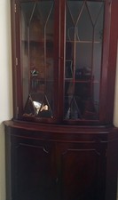 Regal Vitrine Schrank Eckschrank Eckvitrine Echtholz englischer Stil 