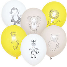 6x Safari Tiere Luftballons – Bio Latex 30 cm Zebra Giraffe Affe Löwe Elefant
