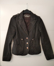 Jeansjacke schwarz, Gr. M, Damen, Knöpfe, Nadelstreifen, Freizeit, used look