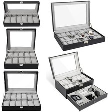 Uhrenbox Uhrenkoffer Leder Uhrenkasten Uhrenschatulle Uhrentruhe für 6/10/12/24
