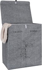 Wäschekorb mit Deckel aus Filz mit zwei Fächern Wäschetruhe Wäschesammler