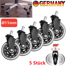 5er Set Bürostuhlrollen Ø11mm Hartbodenrolle Leise Stuhlrollen Drehstuhlrolle DE