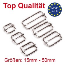 Leiterschnalle | Versteller | Gurtschieber aus Stahl, vernickelt, variabler Steg