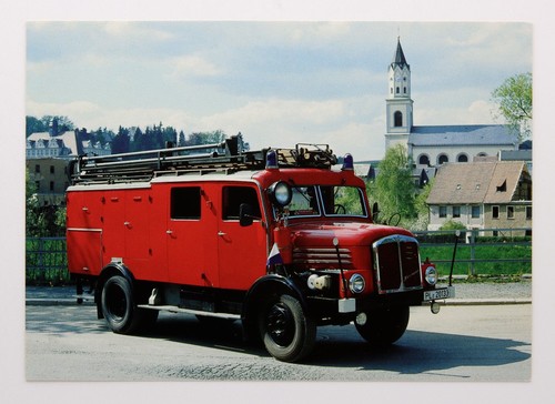 Feuerwehr postkarte fahrzeug - postkarte,