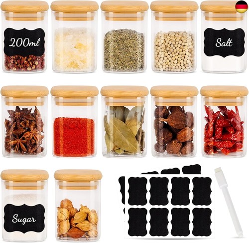 12er set gewürzgläser - 12er, eckig