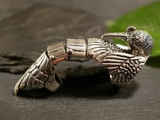 Massiver 925 Sterling Silber Gelenk Ring Vogel Totem Mystisch Indianer Schwer
