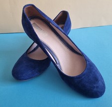 Pier One echt Leder wie NEU Pumps Keilschuh mit 5 -6cm Absatz Gr 38 dunkel blau 