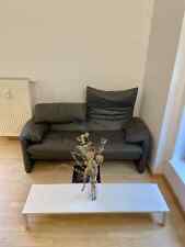 Designer Sofa Cassina Maralunga 2-Sitzer Couch Leder taupe Vico Magistretti