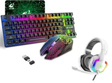 Kabellose Gaming-Tastatur und Maus-Kombination+Headset für Computer Mac PC Gamer