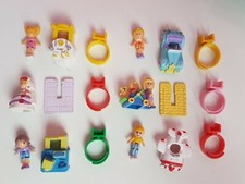 Bluebird Polly pocket 1989 6 Ringe Sportwagen Flugzeug Braut Pixie Tina Willie