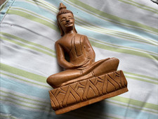Buddha Figur aus Holz Klein Maße:21 x 4 x6cm