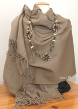 Schal XXL 100% Wolle hellbraun