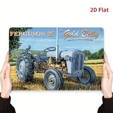 Blechschild alter historischer Traktor Ferguson Gold Belly Metallschild  TEL2406