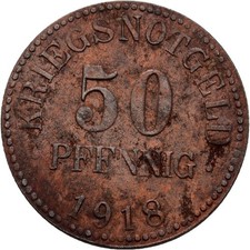 50 Pfennig 1918 Kriegsnotgeld des Herzogtums Braunschweig Münze #TXO407