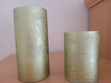 2 Elambia flammenlose LED-Kerzen Set 5 Stunden-Timer Türkismetalic Glimmdocht