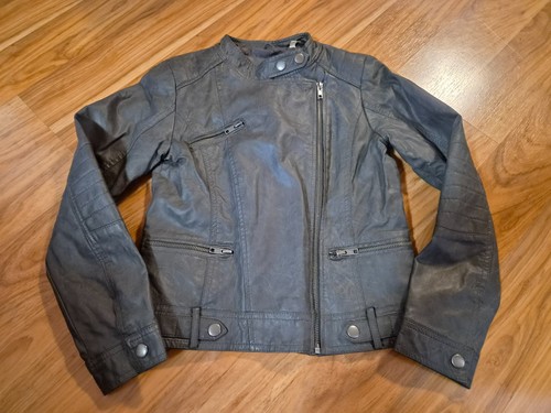 Graue mädchen lederjacke - mädchen,