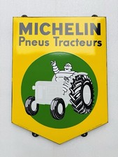 Emailschild Michelin Reifen Pneus Tracteurs - 62x46cm - Original, um 1960