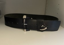 Vintage Trachten Leder Gürtel Belt  L85 cm B6 cm Leder mit Silber Metall Teilen