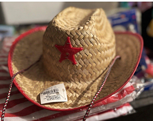 Stroh cowboyhut sheriff roter - stroh,