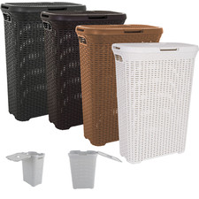 Curver Wäschekorb Rattan Wäschebox Wäschesammler Wäschekörbe Kunststof 60/40L