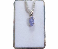 Kleiner Tansanit Rohstein Anhänger 925 Silber 10,7x5,4 mm AD3201
