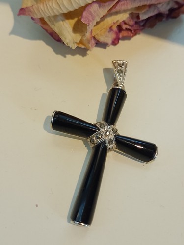 Kreuz silber 925 onyx markasit - kreuz,