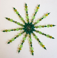 Glas Weihnachtsstern Perlenstern Fensterdeko Grün Satiniert Irisierend Ø 19 cm