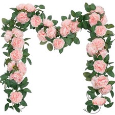 Rosengirlande künstlich Girlande Blumen Blumen Deko Garten Hochzeit Party rosa