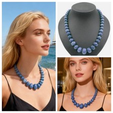 XXL Saphir Halskette Kette Größenverlauf Knoten Damen Collier NV001 Bailysbeads®