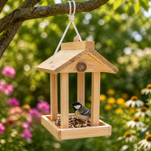 Vogelfutterhaus aus holz mit - aus,