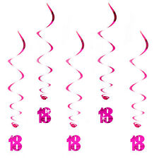 Hänge Deko 18. Geburtstag Pink 5er Pack - mit Bänder und Ösen